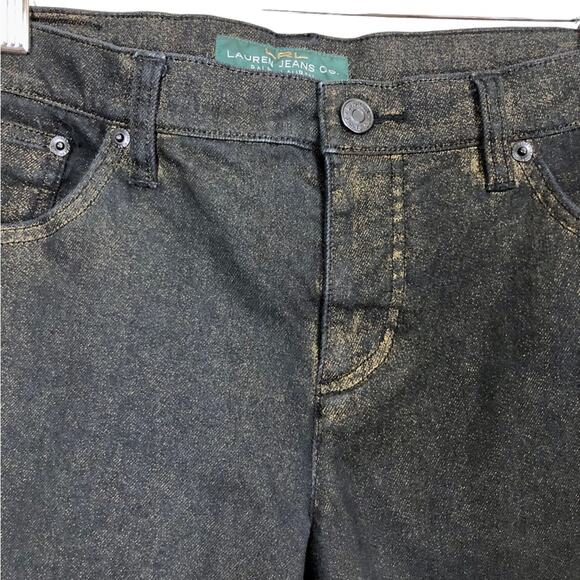 Lauren Ralph Lauren Black/ Gold Weave Modern Straight Leg Jeans Size 8 - Picture 5 of 6